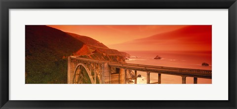 Framed High angle view of an arch bridge, Bixby Bridge, Big Sur, California, USA Print