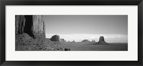 Framed Rock Formations, Monument Valley, Arizona, USA (black &amp; white) Print