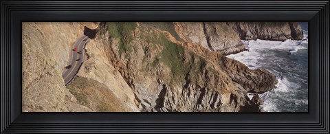 Framed USA, California, Big Sur, Pacific Coast Highway 1, High angle view of freeway Print