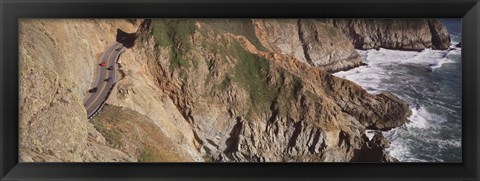 Framed USA, California, Big Sur, Pacific Coast Highway 1, High angle view of freeway Print