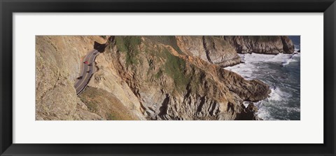 Framed USA, California, Big Sur, Pacific Coast Highway 1, High angle view of freeway Print