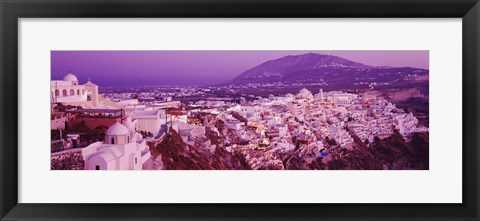 Framed Fira at dusk, Santorini, Greece Print