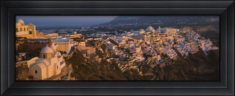 Framed High angle view of buildings in a town, Fira, Santorini, Cyclades Islands, Greece Print