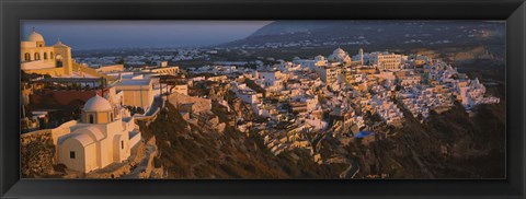 Framed High angle view of buildings in a town, Fira, Santorini, Cyclades Islands, Greece Print