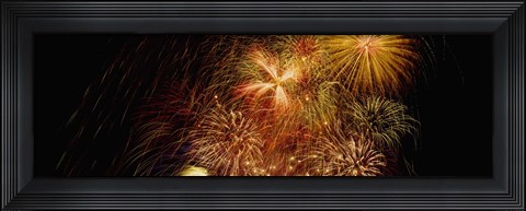 Framed Fireworks exploding at night, Luxembourg Print