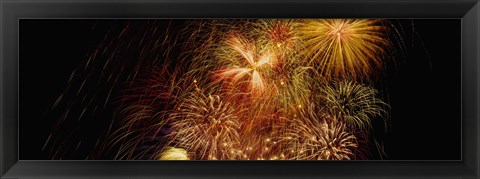 Framed Fireworks exploding at night, Luxembourg Print