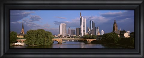 Framed Cityscape, Alte Bridge, Rhine River, Frankfurt, Germany Print