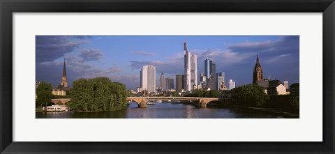 Framed Cityscape, Alte Bridge, Rhine River, Frankfurt, Germany Print