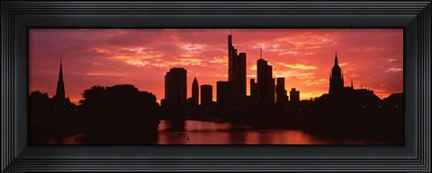 Framed Cityscape, Rhine River, Frankfurt, Germany Print