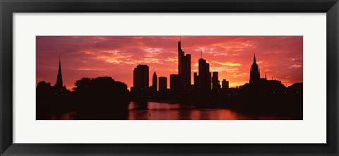 Framed Cityscape, Rhine River, Frankfurt, Germany Print