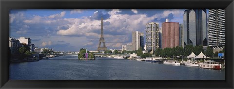 Framed Buildings at the riverbank, Seine River, Paris, France Print