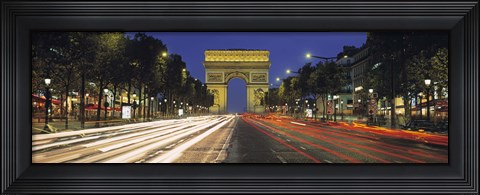 Framed View Of Traffic On An Urban Street, Champs Elysees, Arc De Triomphe, Paris, France Print