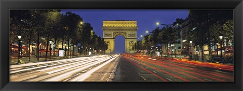 Framed View Of Traffic On An Urban Street, Champs Elysees, Arc De Triomphe, Paris, France Print