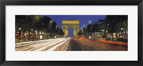 Framed View Of Traffic On An Urban Street, Champs Elysees, Arc De Triomphe, Paris, France Print