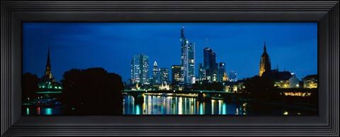 Framed Buildings at the waterfront, Frankfurt, Hesse, Germany Print