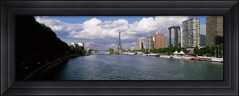 Framed Eiffel Tower Across Seine River, Paris, France Print