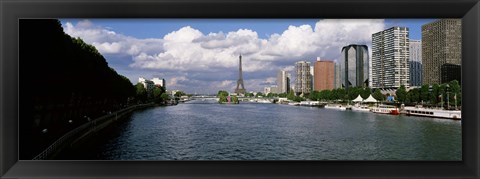 Framed Eiffel Tower Across Seine River, Paris, France Print