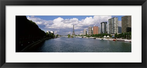 Framed Eiffel Tower Across Seine River, Paris, France Print