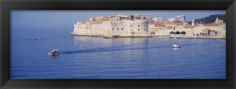 Framed Two boats in the sea, Dubrovnik, Croatia Print