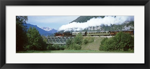 Framed Train on a bridge, Bohinjska Bistrica, Slovenia Print