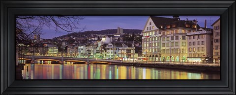 Framed Switzerland, Zurich, River Limmat, view of buildings along a river Print