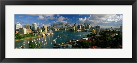 Framed Harbor And City And Bridge, Sydney, Australia Print