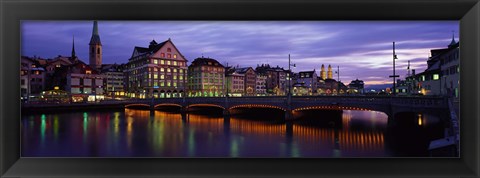 Framed River Limmat Zurich Switzerland Print