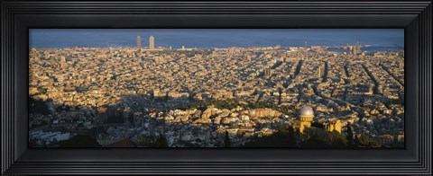 Framed High Angle View Of A Cityscape, Barcelona, Spain Print