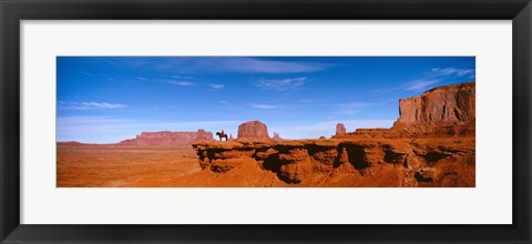 Framed Person riding a horse on a landscape, Monument Valley, Arizona, USA Print