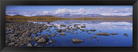 Framed Rocks and pebbles in a lake, Torne Lake, Lapland, Sweden Print