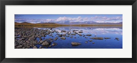 Framed Rocks and pebbles in a lake, Torne Lake, Lapland, Sweden Print