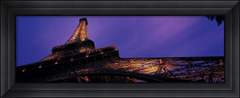 Framed Looking Up at the Eiffel Tower, Night Print