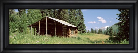 Framed Log Cabin In A Field, Kenai Peninsula, Alaska, USA Print