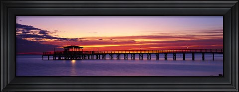 Framed Sunset Mobile Pier AL USA Print