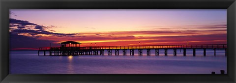 Framed Sunset Mobile Pier AL USA Print