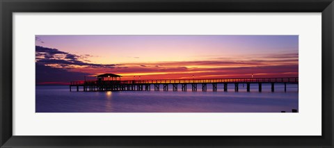 Framed Sunset Mobile Pier AL USA Print