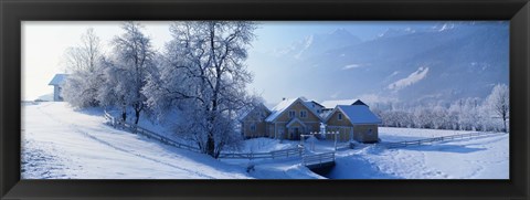 Framed Winter Farm Austria Print