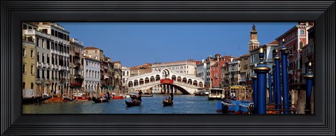 Framed Bridge across a canal, Rialto Bridge, Grand Canal, Venice, Veneto, Italy Print