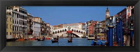 Framed Bridge across a canal, Rialto Bridge, Grand Canal, Venice, Veneto, Italy Print