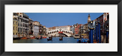 Framed Bridge across a canal, Rialto Bridge, Grand Canal, Venice, Veneto, Italy Print