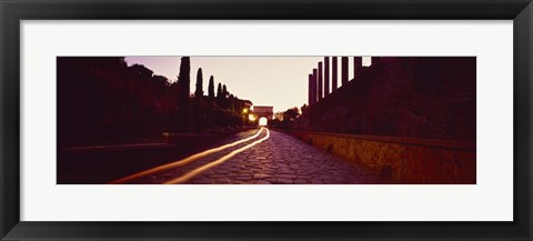 Framed Ruins along a road at dawn, Roman Forum, Rome, Lazio, Italy Print