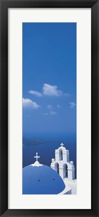 Framed Church dome and belfry, Santorini Island Greece Print