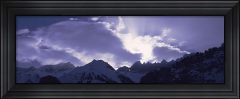 Framed Switzerland, Canton Glarus, View of clouds over snow covered peaks Print