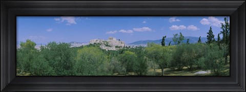 Framed Ruined buildings on a hilltop, Acropolis, Athens, Greece Print