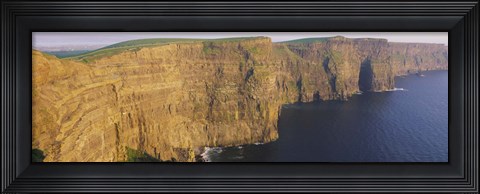 Framed High Angle View Of Cliffs, Cliffs Of Mother, County Clare, Republic Of Ireland Print