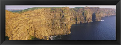 Framed High Angle View Of Cliffs, Cliffs Of Mother, County Clare, Republic Of Ireland Print