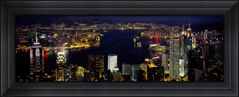 Framed Buildings Illuminated At Night, Hong Kong Print
