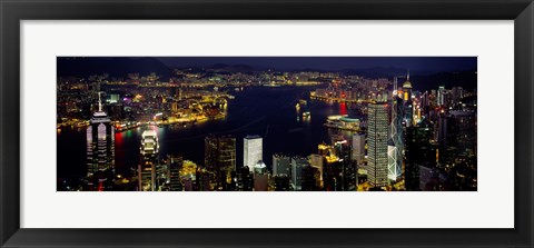 Framed Buildings Illuminated At Night, Hong Kong Print