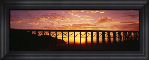 Framed Silhouette of a railway bridge, Pudding Creek Bridge, Fort Bragg, California, USA Print