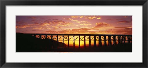 Framed Silhouette of a railway bridge, Pudding Creek Bridge, Fort Bragg, California, USA Print